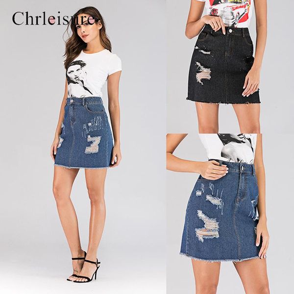 skirts chrleisure summer women denim skirt pocket high waist female short casual hole jeans blue and black 2colors 
skirts chrleisure summer women denim skirt pocket high waist female short casual hole jeans blue and black 2colors