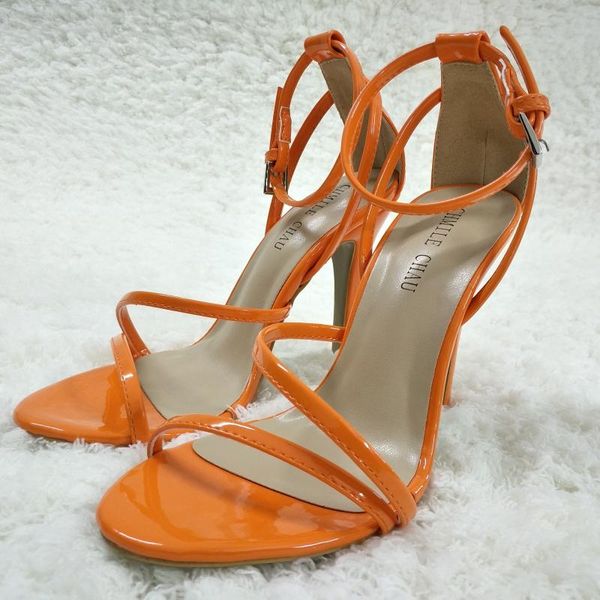 sandals orange patent high heel bridals dress party women sandal summer open toe ankle strap stiletto 10cm, Black
sandals orange patent high heel bridals dress party women sandal summer open toe ankle strap stiletto 10cm, Black
