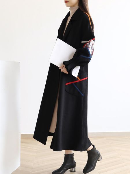 women's wool & blends deat woolen coat woman striped colorful cross notched full sleeve long length thick high street 2021 winter fashi, Black
women's wool & blends deat woolen coat woman striped colorful cross notched full sleeve long length thick high street 2021 winter fashi, Black
