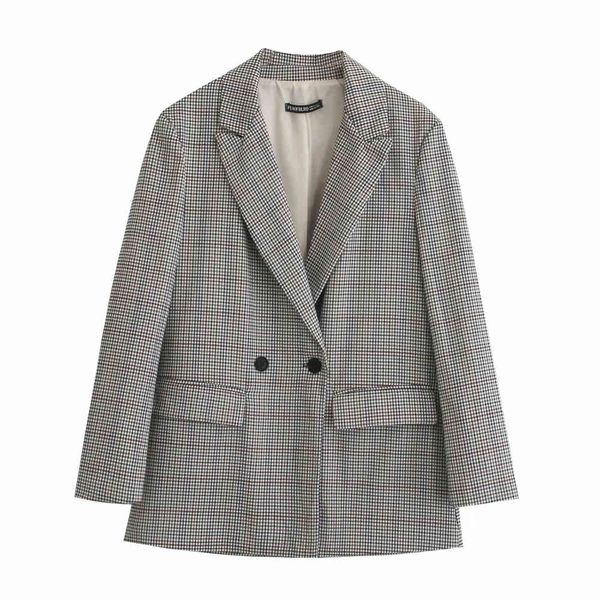 women plaid blazer fashion double breasted loose oversized blazer coat vintage long sleeve pockets female outerwear chic 210510, White;black
women plaid blazer fashion double breasted loose oversized blazer coat vintage long sleeve pockets female outerwear chic 210510, White;black
