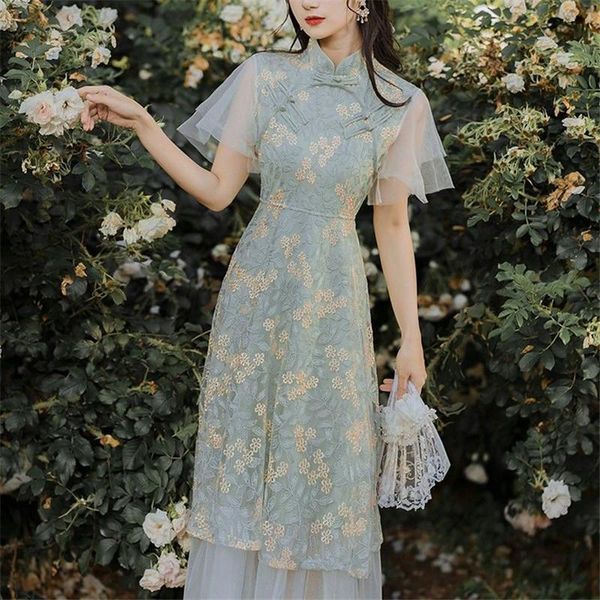 ethnic clothing cheongsam chinese national vintage style dress 2021 summer short sleeve floral embroidery ladies elegant party qipao, Red
ethnic clothing cheongsam chinese national vintage style dress 2021 summer short sleeve floral embroidery ladies elegant party qipao, Red