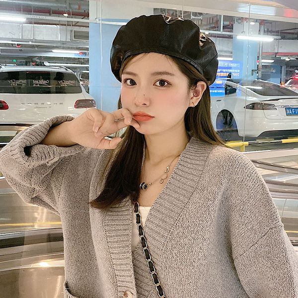 style beret women's plaid double-sided pu leather hat autumn minority leisure versatile artist hat, Blue;gray
style beret women's plaid double-sided pu leather hat autumn minority leisure versatile artist hat, Blue;gray