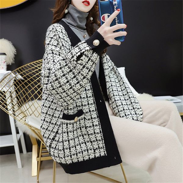 spring women loose single breasted versatile long sleeve plaid tweed cardigan sweater 8q766 210510, White
spring women loose single breasted versatile long sleeve plaid tweed cardigan sweater 8q766 210510, White