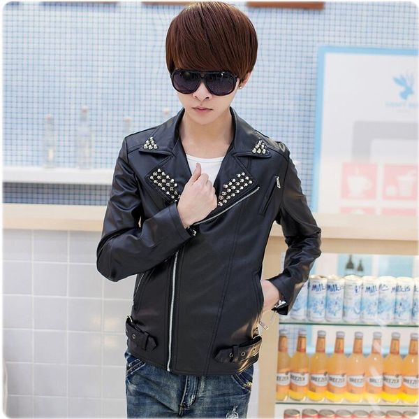 men's fur & faux spring and autumn leather jacket korean teenagers men locomotive coat stage singer costumes, Black
men's fur & faux spring and autumn leather jacket korean teenagers men locomotive coat stage singer costumes, Black