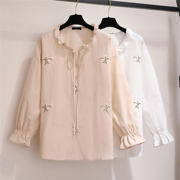 women's blouses & shirts 2021 oversize spring summer women long-sleeved shirt embroidery blouse loose office clothing plus size xxl-6xl, White
women's blouses & shirts 2021 oversize spring summer women long-sleeved shirt embroidery blouse loose office clothing plus size xxl-6xl, White