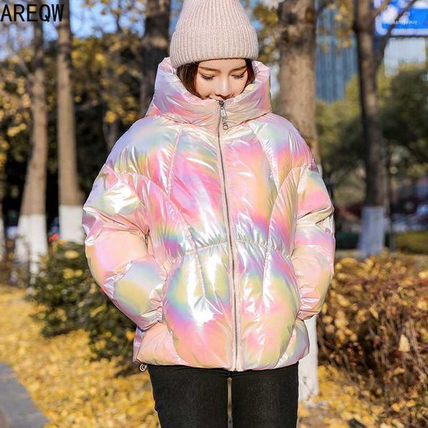 women's down & parkas rainbow colorful bright 2021 autumn winter warm thick vinyl puffer jacket female hooded short coat korean outwear, Black
women's down & parkas rainbow colorful bright 2021 autumn winter warm thick vinyl puffer jacket female hooded short coat korean outwear, Black