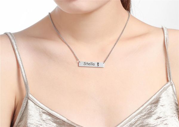pendant necklaces est semicolon necklace personalized engraved name jewelry drop ylq7838, Silver
pendant necklaces est semicolon necklace personalized engraved name jewelry drop ylq7838, Silver
