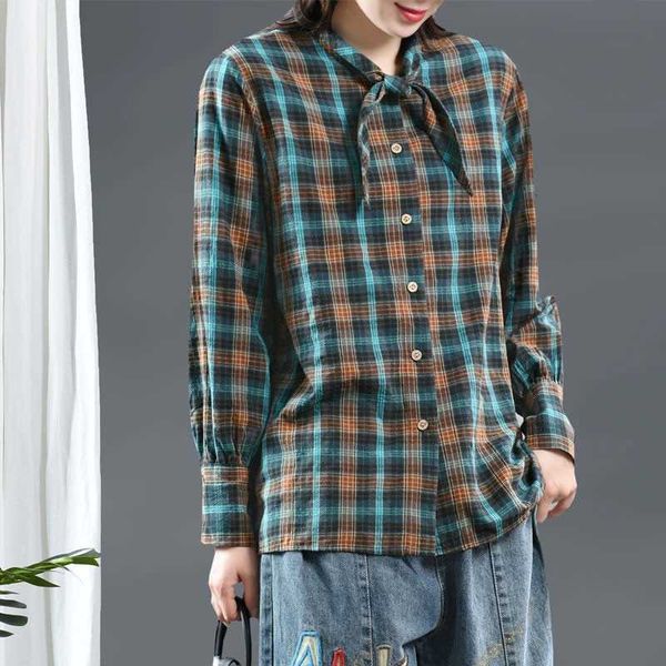 women's blouses & shirts spring autumn arts style women long sleeve plaid all-matched casual loose cotton linen blouse femme 9jkk, White
women's blouses & shirts spring autumn arts style women long sleeve plaid all-matched casual loose cotton linen blouse femme 9jkk, White