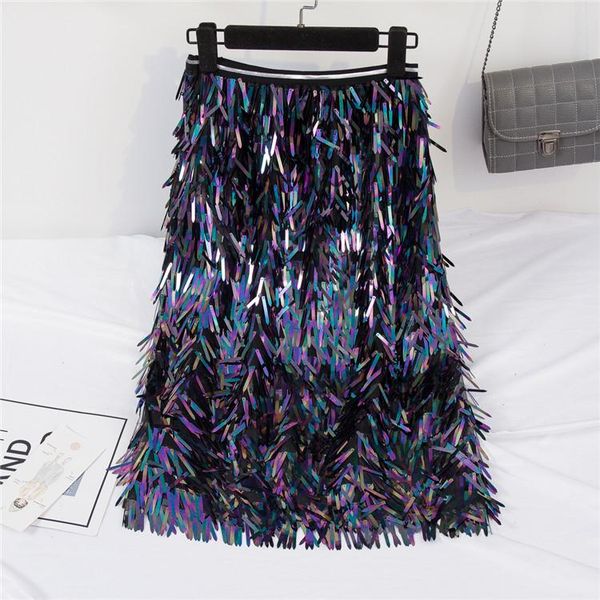 skirts heavy work color sequins high waist skirt metal tassel gradient beads long skrits, Black
skirts heavy work color sequins high waist skirt metal tassel gradient beads long skrits, Black
