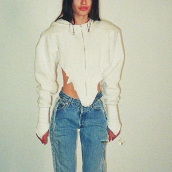 women's jackets women hooed zippers irregular white solid female hoodies jacket coat loose drop shoulder casual 2021 autumn fashion, Black;brown
women's jackets women hooed zippers irregular white solid female hoodies jacket coat loose drop shoulder casual 2021 autumn fashion, Black;brown