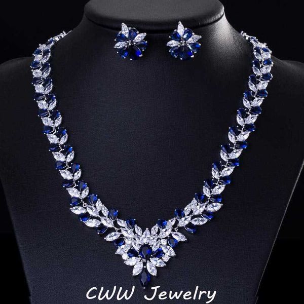 gorgeous dark blue cubic zirconia cluster choker wedding necklace earring women jewelry set for evening party t196 210714, Silver
gorgeous dark blue cubic zirconia cluster choker wedding necklace earring women jewelry set for evening party t196 210714, Silver