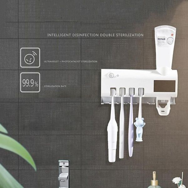 toothbrush sanitizing device holder toothpaste dispenser bathroom rack bath accessory set
toothbrush sanitizing device holder toothpaste dispenser bathroom rack bath accessory set