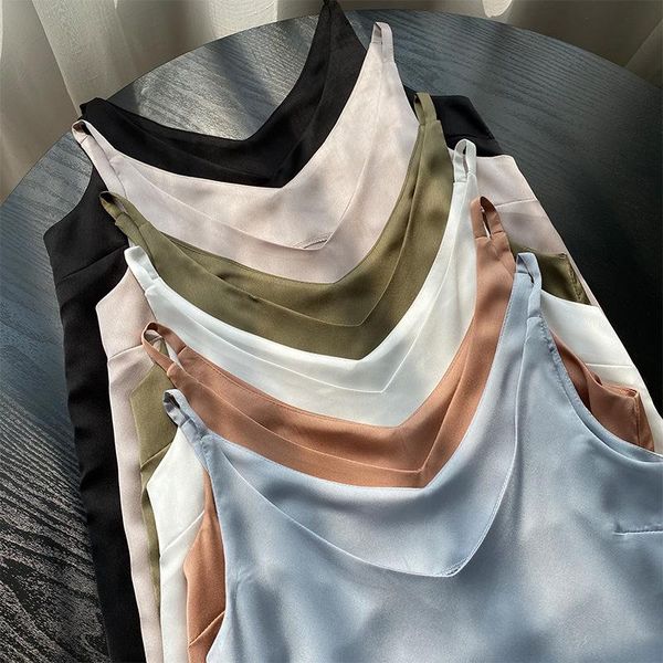 women's tanks & camis 2021 summer women satin v-neck suspender sleeveless vest bottom, White
women's tanks & camis 2021 summer women satin v-neck suspender sleeveless vest bottom, White
