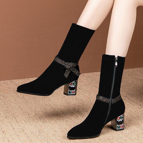 boots pointed toe booties women pumps square heel rhinestone knight winter suede high single shoes zapatillas mujer, Black
boots pointed toe booties women pumps square heel rhinestone knight winter suede high single shoes zapatillas mujer, Black
