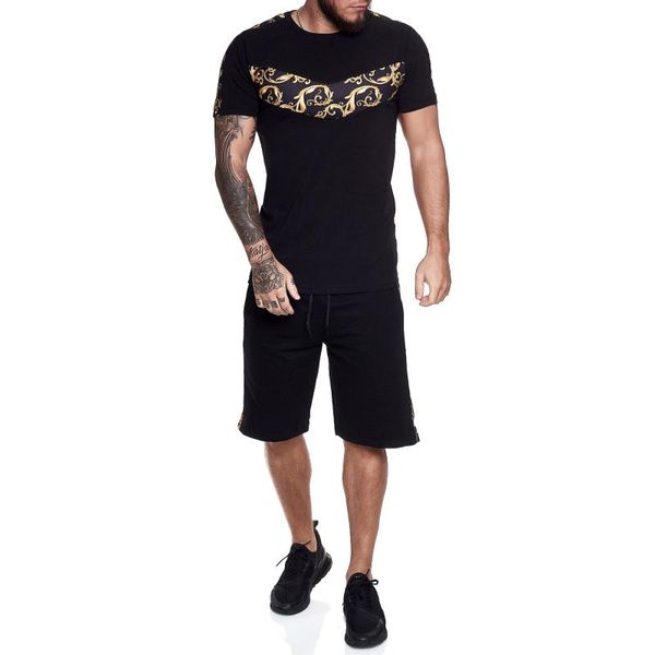 men's tracksuits men shorts set summer t shirt and high street clothes for golden print color block short tracksuit male sets, Gray
men's tracksuits men shorts set summer t shirt and high street clothes for golden print color block short tracksuit male sets, Gray