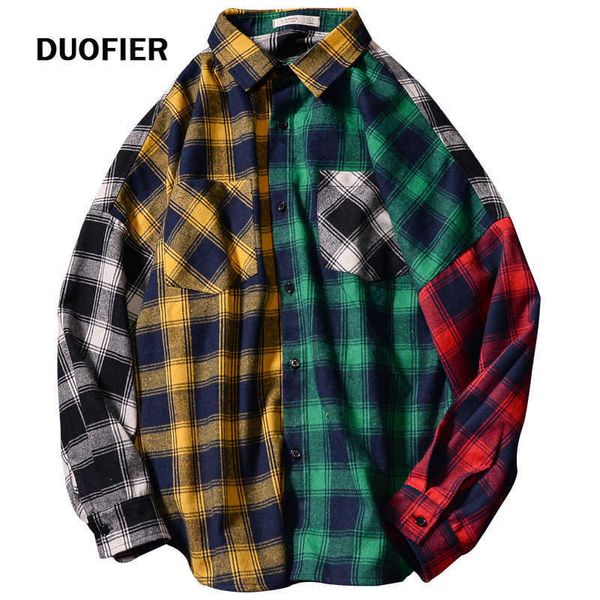 hip hop streetwear mens patchwork punk casual plaid shirt men long sleeve blouse loose spring autumn 5xl 210603, White;black
hip hop streetwear mens patchwork punk casual plaid shirt men long sleeve blouse loose spring autumn 5xl 210603, White;black