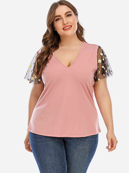 Plus size Dresses Hy363001# Hollow Short Sleeve Large T-shirt Solid Color Top Wear, Pink
Plus size Dresses Hy363001# Hollow Short Sleeve Large T-shirt Solid Color Top Wear, Pink