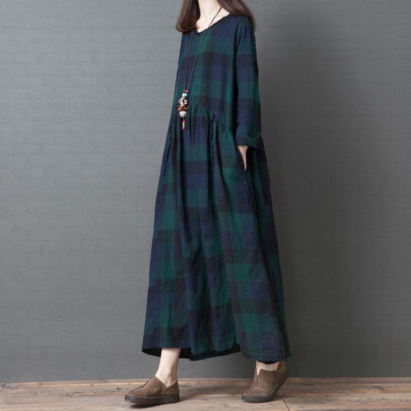 johnature loose leisure dress women clothes autumn vintage plaid v-neck full sleeve loose comfortable women dresses 210521, Black;gray
johnature loose leisure dress women clothes autumn vintage plaid v-neck full sleeve loose comfortable women dresses 210521, Black;gray