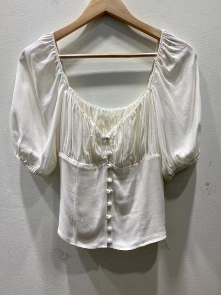 women's t-shirt 2021 women fashion bubble short sleeve casual square collar 0628, White
women's t-shirt 2021 women fashion bubble short sleeve casual square collar 0628, White