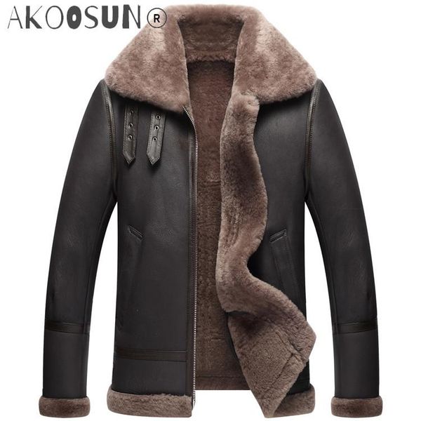 men's leather & faux akoosun genuine jacket men winter australian natural fur real sheepskin coat for lamb flight jackets kj853, Black
men's leather & faux akoosun genuine jacket men winter australian natural fur real sheepskin coat for lamb flight jackets kj853, Black