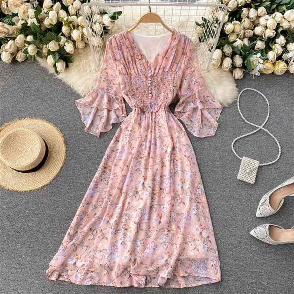 seaside holiday women's summer sweet fashion short flare sleeve v-neck slim length floral print chiffon dress vestidos s320 210527, Black;gray
seaside holiday women's summer sweet fashion short flare sleeve v-neck slim length floral print chiffon dress vestidos s320 210527, Black;gray
