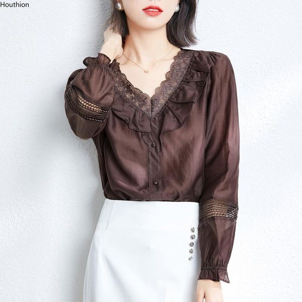 women's blouses & shirts houthion long sleeve women blouse splicing v-neck chiffon slim fashion comfortable casual shirt lady blusas, White
women's blouses & shirts houthion long sleeve women blouse splicing v-neck chiffon slim fashion comfortable casual shirt lady blusas, White