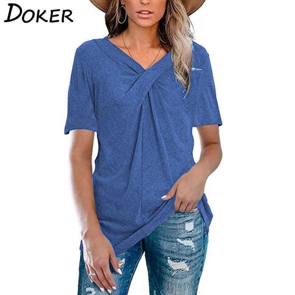 v-neck solid color loose t-shirt with cross-knot on chest womens and blouses casual all-match oversized 210604, White
v-neck solid color loose t-shirt with cross-knot on chest womens and blouses casual all-match oversized 210604, White