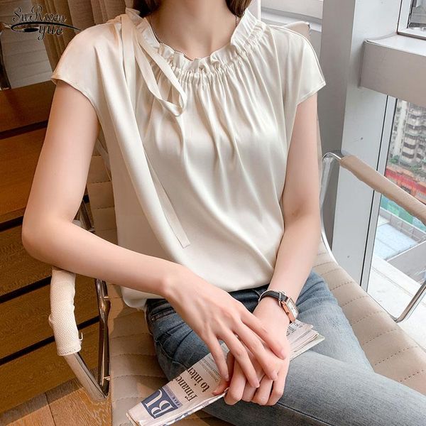 women's blouses & shirts summer elegant bow tie satin plus size korean sleeveless women loose solid casual chiffon blouse 15213, White
women's blouses & shirts summer elegant bow tie satin plus size korean sleeveless women loose solid casual chiffon blouse 15213, White