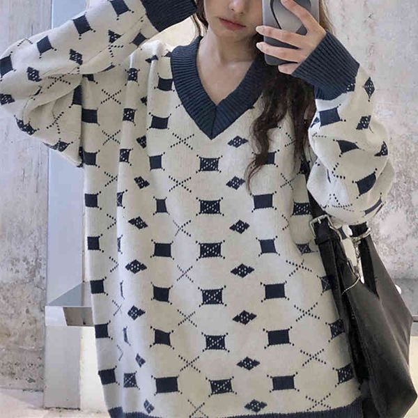women's sweaters garnish v diamond plaid knitting women's korean style pullovers loose long sleeve thick vintage sweater kjfk, White;black
women's sweaters garnish v diamond plaid knitting women's korean style pullovers loose long sleeve thick vintage sweater kjfk, White;black