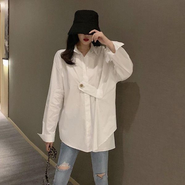 women's blouses & shirts street style oversize solid color women blouse shirt chic long sleeve button up ladies 2021 autmn fashion fema, White
women's blouses & shirts street style oversize solid color women blouse shirt chic long sleeve button up ladies 2021 autmn fashion fema, White
