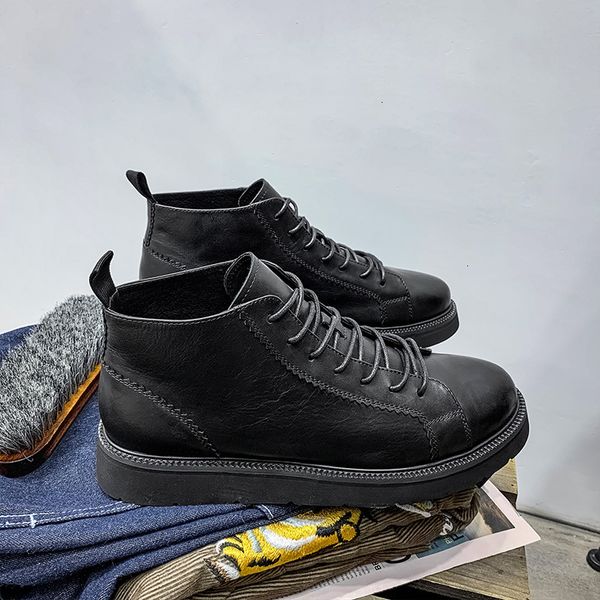 shoes leather martin boots dress men's plush thick soled casual short boots british korean high shoes fashion nhuo, Black
shoes leather martin boots dress men's plush thick soled casual short boots british korean high shoes fashion nhuo, Black