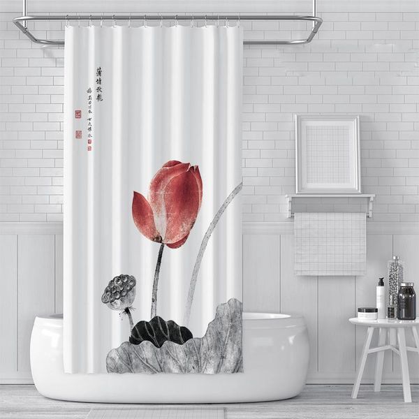 shower curtains ink painting curtain red lotus color bath waterproof bathroom with hooks 180x180cm 
shower curtains ink painting curtain red lotus color bath waterproof bathroom with hooks 180x180cm