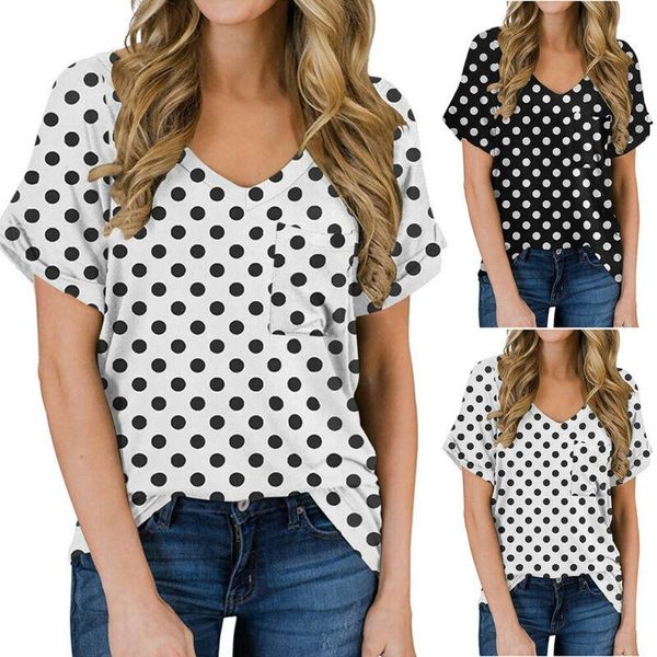 women's t-shirt women t shirt polka dot print loose summer tees ladies casual short sleeve, White
women's t-shirt women t shirt polka dot print loose summer tees ladies casual short sleeve, White