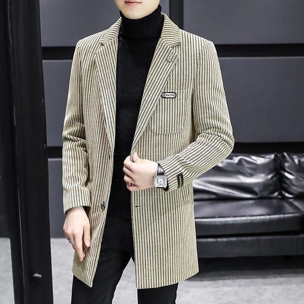 men's wool & blends british style vertical stripe coat with polyester material and woolen fabric single breasted men autumn winter long, Black
men's wool & blends british style vertical stripe coat with polyester material and woolen fabric single breasted men autumn winter long, Black
