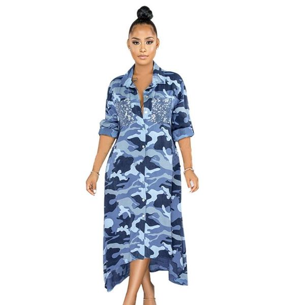 women plus size long sleeve lapel maxi blouse dress button camouflage high low irregular loose streetwear with pockets casual dresses, Black;gray
women plus size long sleeve lapel maxi blouse dress button camouflage high low irregular loose streetwear with pockets casual dresses, Black;gray