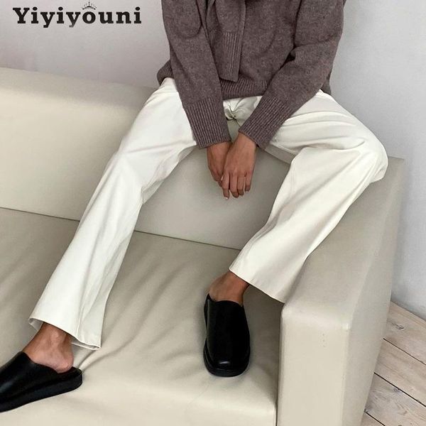 women's pants & capris yiyiyouni elastic high waist loose leather trousers women casual pu wide leg female black white pantalone 2021
women's pants & capris yiyiyouni elastic high waist loose leather trousers women casual pu wide leg female black white pantalone 2021