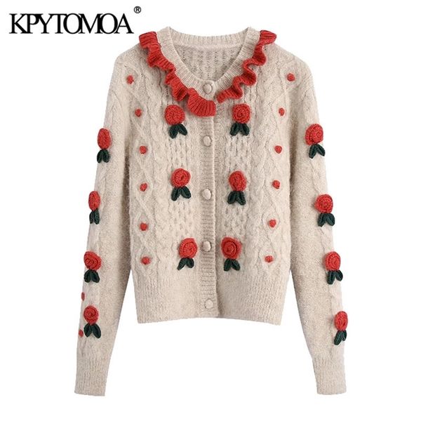 women fashion with floral details cropped knitted cardigan sweater vintage long sleeve female outerwear chic 210420, White;black
women fashion with floral details cropped knitted cardigan sweater vintage long sleeve female outerwear chic 210420, White;black
