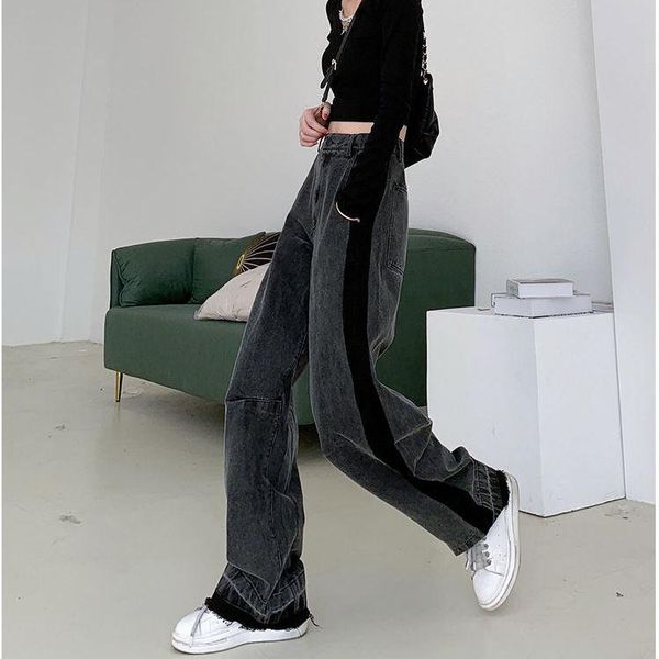 women's jeans 2021 spring women elegant striped lady high waist denim straight trousers female loose elasticity split wide leg pant f99, Blue
women's jeans 2021 spring women elegant striped lady high waist denim straight trousers female loose elasticity split wide leg pant f99, Blue
