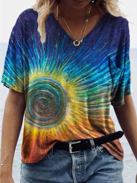 2021 summer women's abstract printing v-neck pocket short sleeve t-shirt blouse, White
2021 summer women's abstract printing v-neck pocket short sleeve t-shirt blouse, White