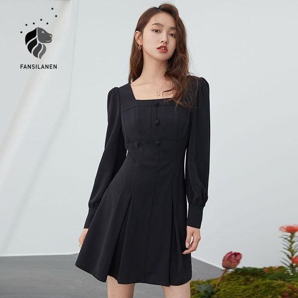 vintage long sleeve short black dress women puff spring summer female slim pleated elegant dresses casual, Black;gray
vintage long sleeve short black dress women puff spring summer female slim pleated elegant dresses casual, Black;gray