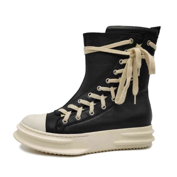 ro trendy men's shoes women's thick soled short lace up martin high leather boots leisure sports, Black
ro trendy men's shoes women's thick soled short lace up martin high leather boots leisure sports, Black