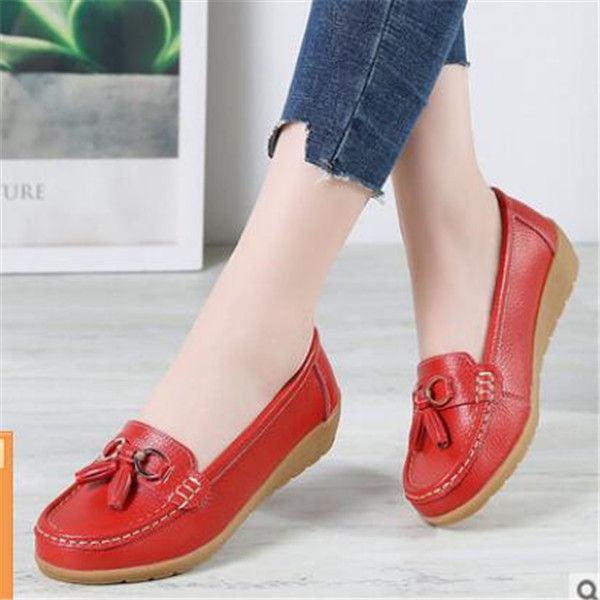 2021 spring leather shoes middle-aged and elderly mother women's single peas shoe jurchen soft bottom wedges, Black
2021 spring leather shoes middle-aged and elderly mother women's single peas shoe jurchen soft bottom wedges, Black