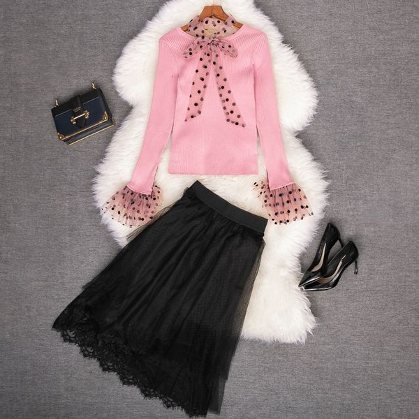 two piece dress autumn winter pink long sleeve v neck knitted ribbon tie bow sweater + tulle lace mid-calf skirt 2 s set ln29t10484 6vzg, White
two piece dress autumn winter pink long sleeve v neck knitted ribbon tie bow sweater + tulle lace mid-calf skirt 2 s set ln29t10484 6vzg, White