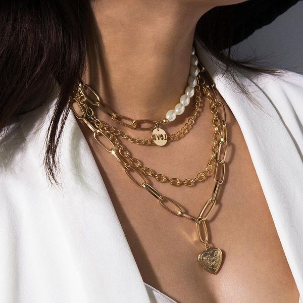 pendant necklaces gothic layered baroque pearl chunky chain necklace colar punk gold color heart choker festival couple jewelry, Silver
pendant necklaces gothic layered baroque pearl chunky chain necklace colar punk gold color heart choker festival couple jewelry, Silver