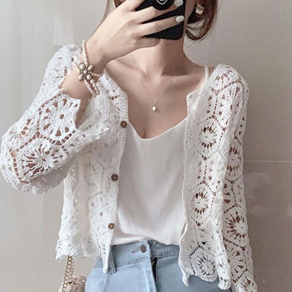 korean faashion women shirt v-neck white lace blouse sweet long-sleeved crochet hollow out cardigan women's blouses & shirts
korean faashion women shirt v-neck white lace blouse sweet long-sleeved crochet hollow out cardigan women's blouses & shirts