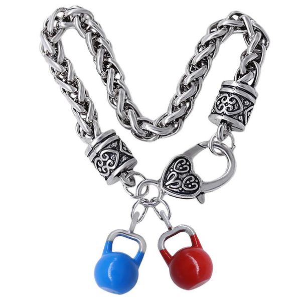 link, chain enamel color 3d metal kettlebell pendant fitness jewelry bracelet for man and woman, Black
link, chain enamel color 3d metal kettlebell pendant fitness jewelry bracelet for man and woman, Black
