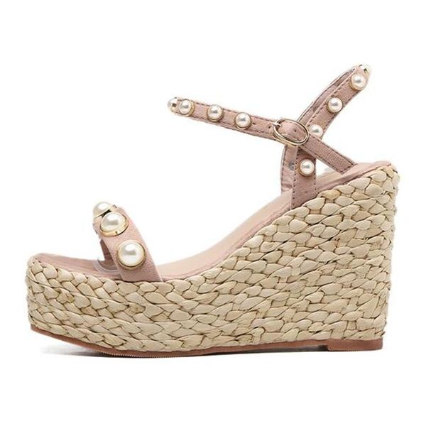 summer version of the korean thick muffin with word super high fashion sandals grass pearl women, Black
summer version of the korean thick muffin with word super high fashion sandals grass pearl women, Black