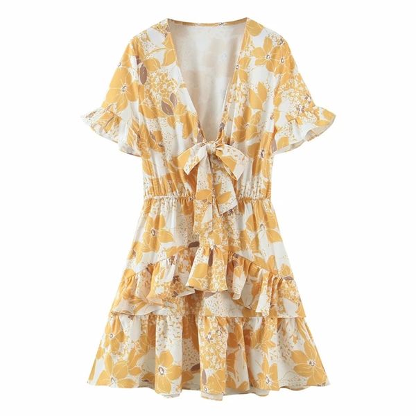 women stylish chic flower printing vintage v neck bow tie short jumpsuits female laminated ruffle elegant 210531, Black;white
women stylish chic flower printing vintage v neck bow tie short jumpsuits female laminated ruffle elegant 210531, Black;white