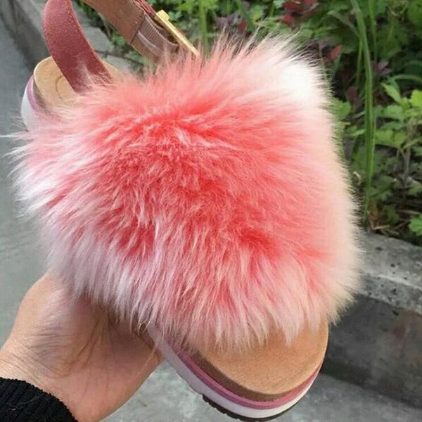 fleshy real fur covered platform thick sole women open toe sandals ankle buckles ladies soft slipper shoes, Black
fleshy real fur covered platform thick sole women open toe sandals ankle buckles ladies soft slipper shoes, Black