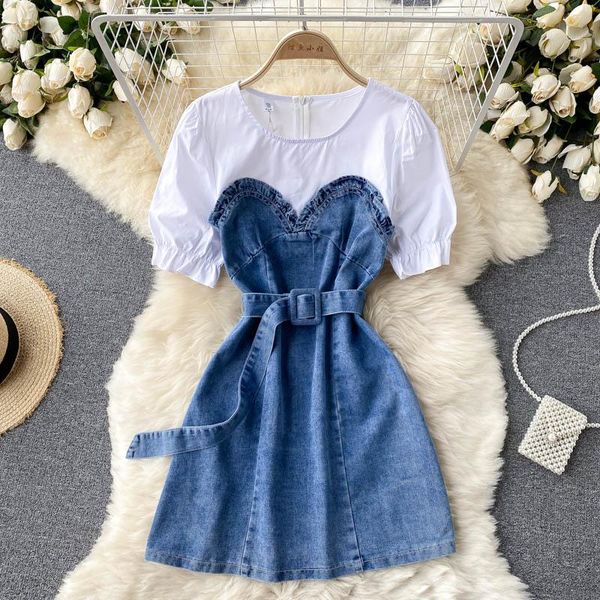casual dresses singreiny women retro denim dress korean sweet splice puff sleeve belt a-line summer fashion streetwear mini sundress, Black;gray
casual dresses singreiny women retro denim dress korean sweet splice puff sleeve belt a-line summer fashion streetwear mini sundress, Black;gray